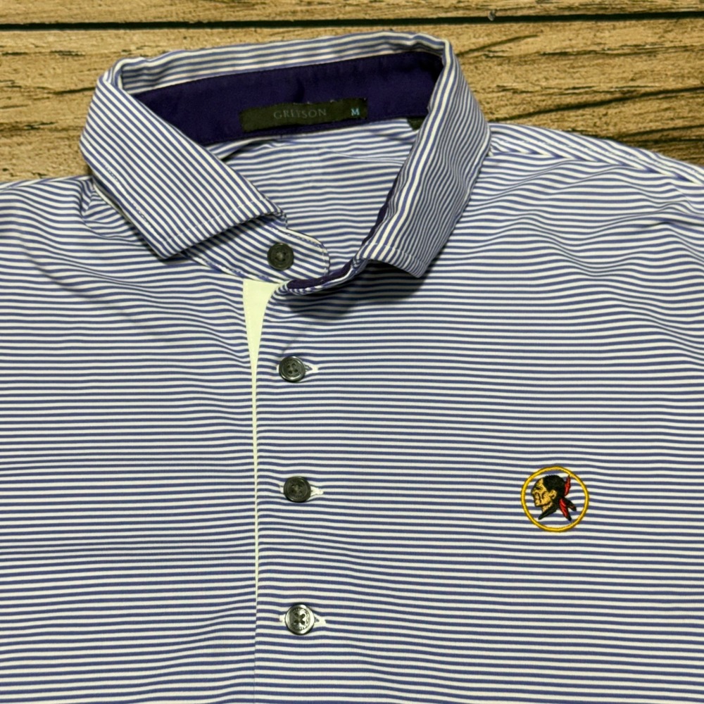 Greyson Polo Shirt Mens Medium Blue Striped Seminole Golf Club Florida